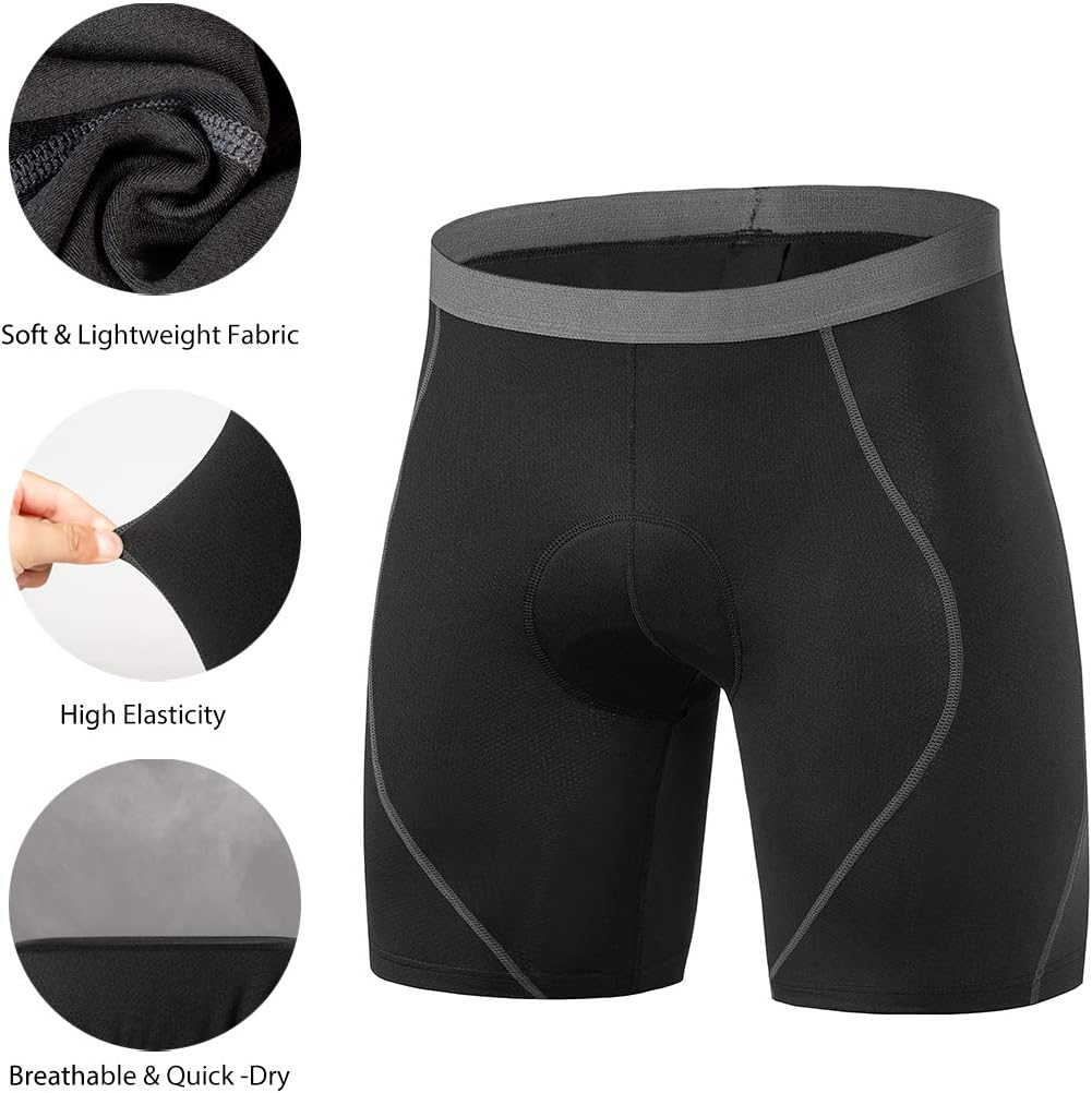 Przewalski Mens Cycling Underwear Shorts 3D Padded Bike Undershorts Bicycle MTB Liner Shorts with Non-Slip Leg Grip: Clothing