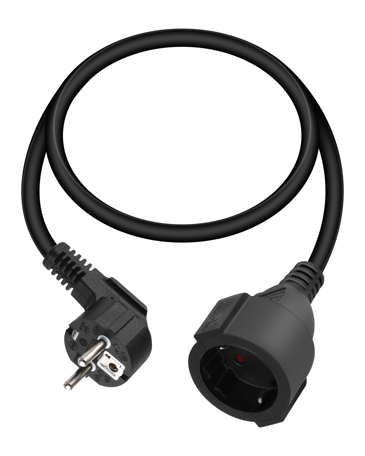 YANBORONSN 90 Grad Kurz Schuko Verlängerungskabel,3G1,5mm² mit Stecker auf Buchse Schutzkontakt Verlängerung Kabel Schwarz