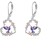 Vadmans Hummingbird Earrings Sterling Silver Hummingbird Heart Dangle Drop Earrings Animal Jewelry Gifts for Women