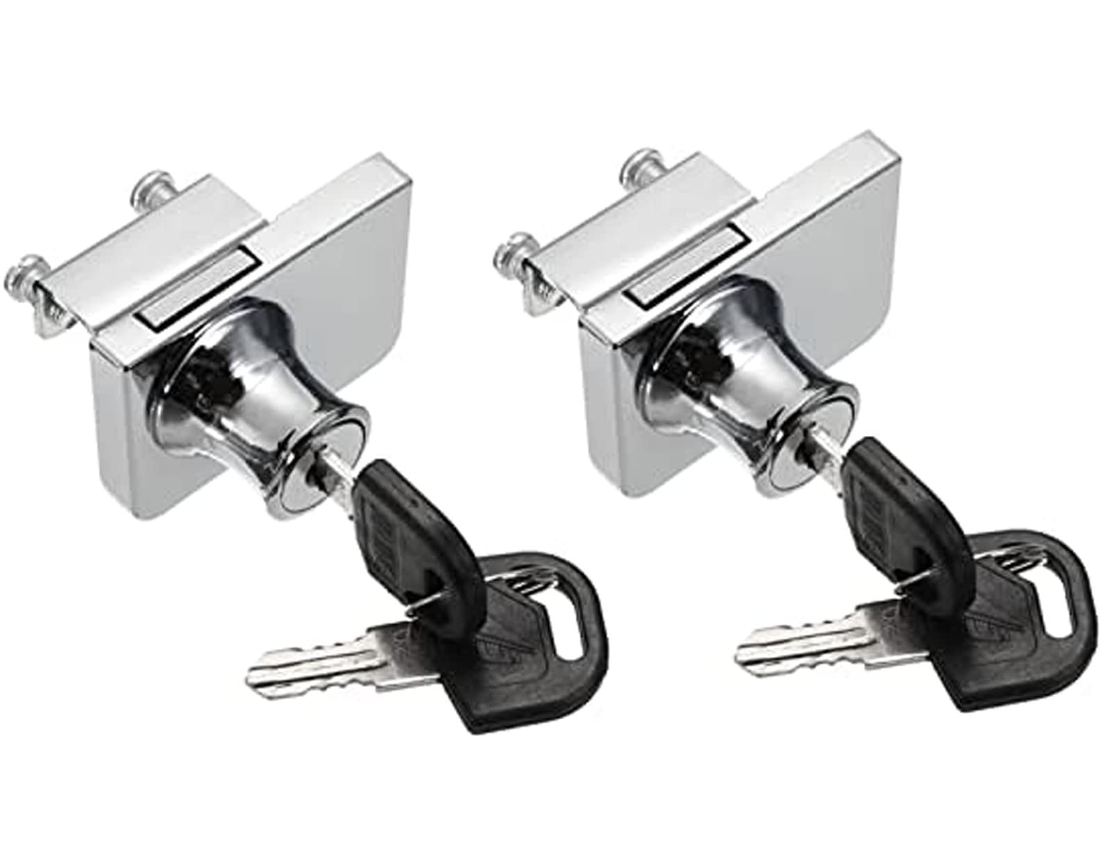 Chrome Plated Glass Cabinet Lock for IKEA with 2 Keys Glass Window Lock Single Swing Glass Cabinet Showcase Door Lock (2)
