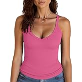 SVALIY Workout Tops for Women Racerback Tank Tops Yoga Gym Ribbed Sleeveless Shirts Clothes