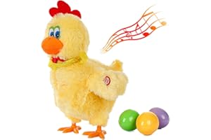 AOSUYOU Easter Chicken Animal Toy Doll Laying Egg Electric Crazy Plush Chicken with Sound Music
