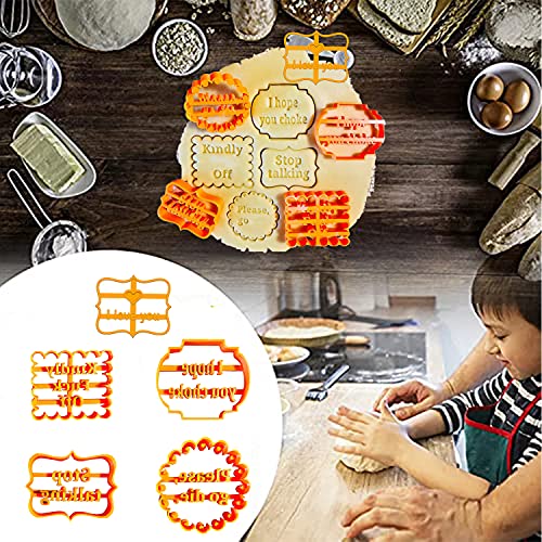 8Pcs Cookie Molds with Good Wishes,Cookie Molds with Rude Sayings Cuss Words, Funny Cookie Molds, Used for DIY Baking Cake Biscuit Desserts