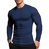 RGJU Men's Sport Undershirt, Athletic Thermal Base Layer, Crewneck Long Sleeve Top Slim Fitted Workout Tshirt