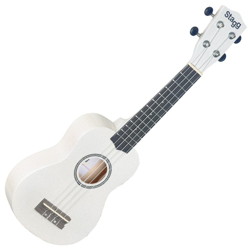 STAGG US-WHITE Soprano ukulele with Basswood Top in Nylon Gigbag, White