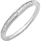 Dazzlingrock Collection 0.15 Ctw Baguette White Natural Diamond Women Wedding Band Stackable Ring, in Real Solid Gold & 925 Sterling Silver