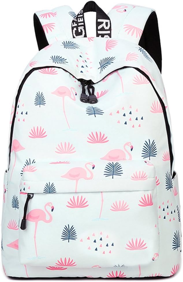 Inwagui Polyester Backpack Women's Travel Rucksack Student Bag Laptops Backpack School Backpack for Girls Teenagers - Flamingo