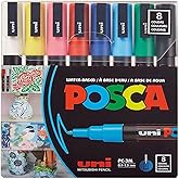 uni POSCA PC-3M Water-Based Paint Markers, Reversible Fine Tip, Assorted Colors, Pack Of 8 Markers