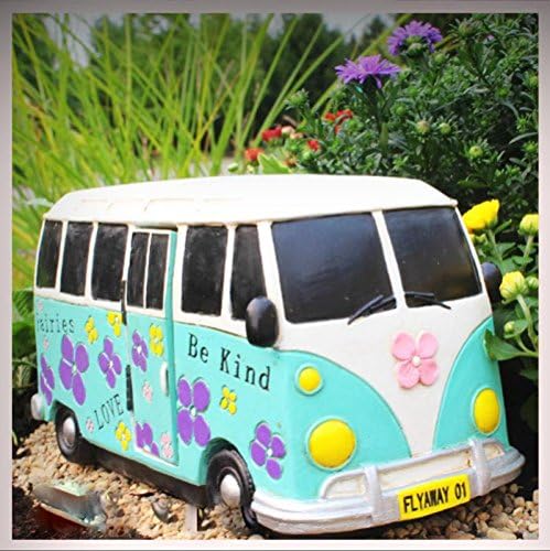 Fairy Garden Fun Time To Drive Fairy Hippie Van Miniature - My Mini Fairy Garden Dollhouse Accessories for Outdoor or House Decor