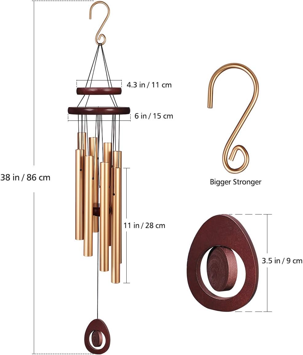 Homemaxs Wind Chimes for Outside Large Deep Tone, 38 Inch Large Memorial Wind Chimes with 8 Tubes & Rotatable DIY Pendants, Best Gift Wind Chimes for Outside Garden Patio Decor : Garden & Outdoor