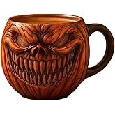 KBBYT 15 oz Halloween Pumpkin Mugs,Halloween Horror Pumpkin Cup Decorations Resin Cute Pumpkin Coffee Mug for Fall Adults Birthday Tabletop Gifts
