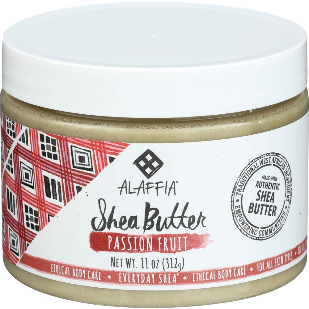 Alaffia - Everyday Shea Authentic Shea Butter, All Skin Types, Vitamins and Minerals Help Moisturize and Soften Skin with Shea Butter, Fair Trade, No Parabens, Vegan, Passionfruit, 11 Ounces