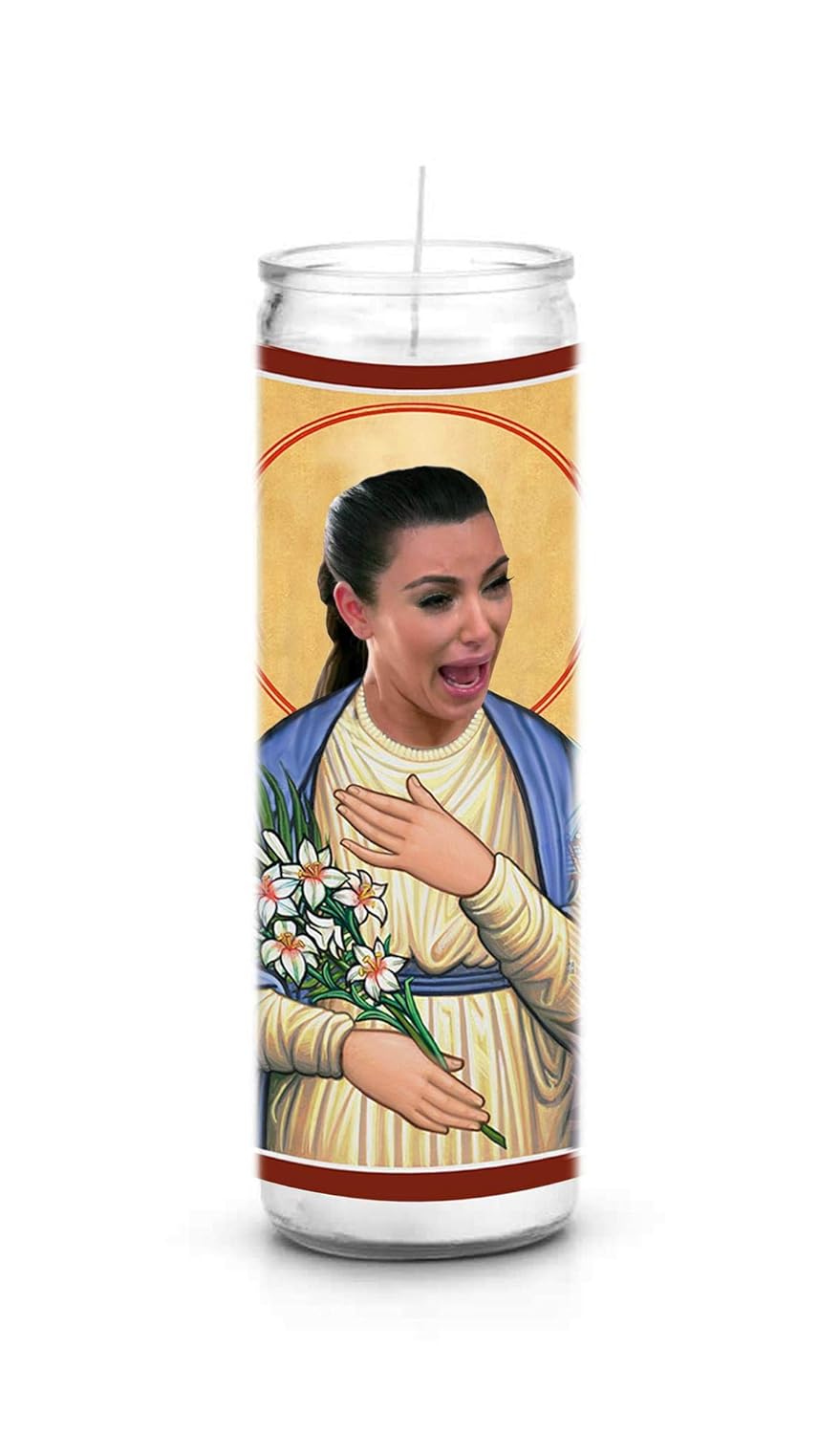 Celebrity Prayer Candles Crying Kim Kardashian Funny Saint Candle - 8 inch Glass Prayer Votive - 100% Handmade in USA - Novelty Celebrity Gift