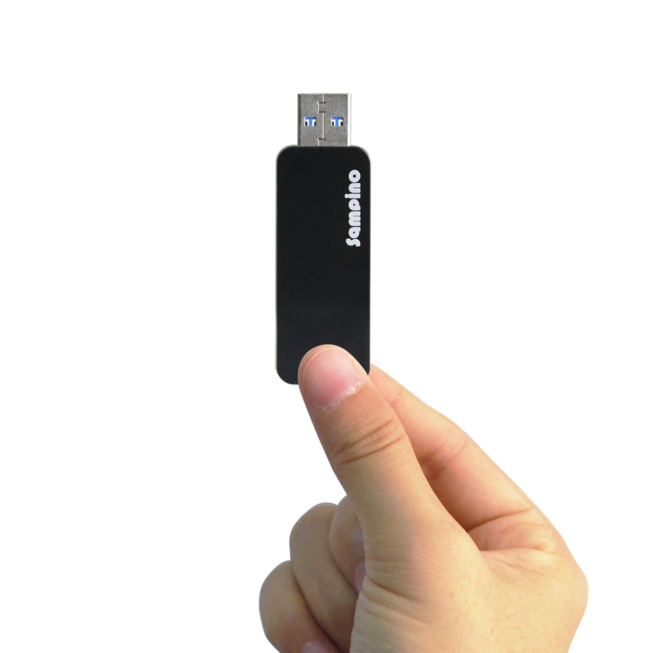 Sampino 16GB USB 3.0 Retractable Capless Flash Drive,Compatible for Windows 8, 7, Vista, XP, Mac (Black)