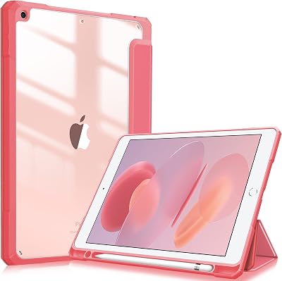 FINTIE Hybrid Case for iPad 9th/8th/7th Gen 10.2 in Pink Pencil Holder Auto