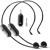 Wireless Headset Microphone System Double: 2.4G Cordless Mic Head for Two People, Head Handheld Mic - USB-C Rechargeable, 1/4'' and 1/8'' Plug for PA System, Voice Amplifier, Teaching, Fitness