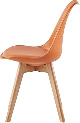 mcc direct Set of 4 Dining Chairs with Wooden Legs Orange Cushions view 4
