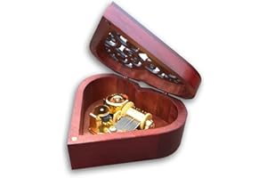 BINKEGG Wooden Hollow Out Heart Shaped Wind up Music Box with Sankyo Musical Mechanism Tune: Can't Help Falling in Love