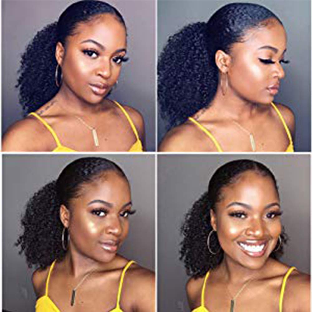 Amazon Com Afro Kinky Curly Clip In Ponytail Hair Extensions 4b