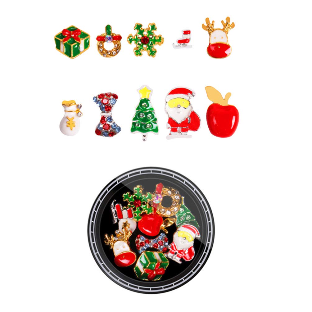 Lurrose 3D Christmas Metal Nail Studs Gems Xmas Nail Crystal Jewels Winter Holiday Nail Stickers Manicure Tips Wraps for Woman Girl Christmas Nails Art Decoration Supplies Style 3 3 Sets