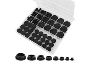 125pcs Black Rubber Plug Box, Assorted Sizes of Rubber Plugs for Round Holes Waterproof Flexible Silicone Stopper Suitable fo