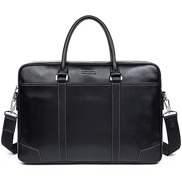 BOSTANTEN Leather Briefcase Messenger Business Bags Laptop Handbag Black