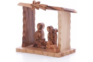 Zuluf Olive Wood Carved Nativity Scene | 7.2 Cm / 2.9 Inches | Wooden Nativity Set with Jerusalem Certificate NAT030 | Handmade Holy Land Gift | Ideal for Religious Christmas Decorations & Gifts