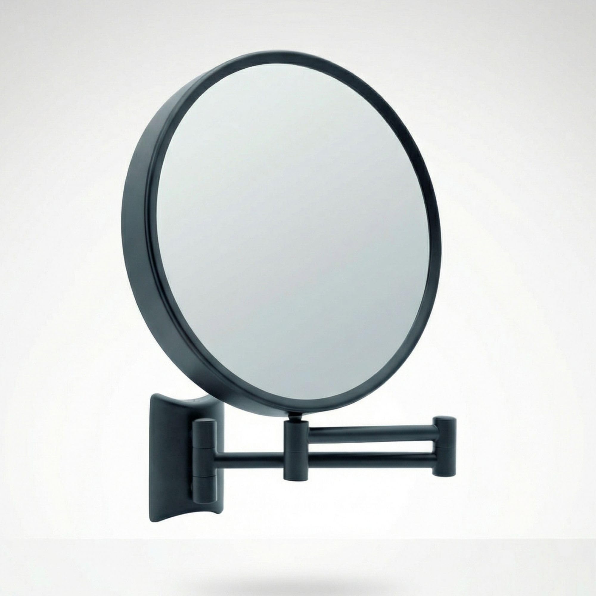 Libaro Imola Wall Mounted Magnifying Mirror – 360° Swivel Makeup Mirror – Double Sided Shaving Mirror with 3x and 7x Magnification – Extendable Black Metal Arm, Ø 19 cm