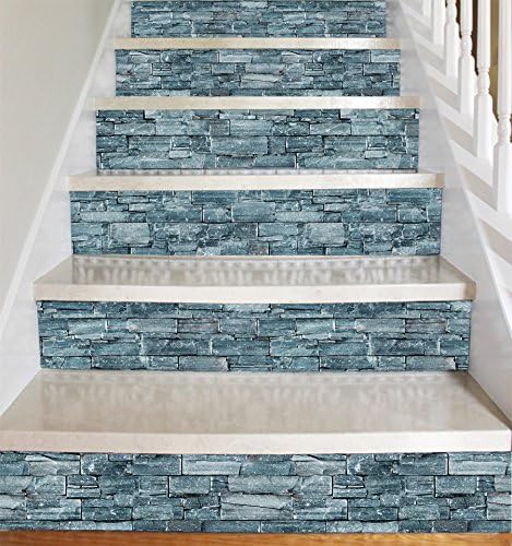 Peel and Stick Vinyl Strips for Stair Risers/ wall baseboard - Dark Grey Stone Look - Pack of 5 Strips (Any Customized Height)