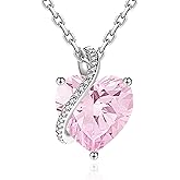 GLAMCARAT Dainty Heart infinity Birthstone Necklace, Solid Sterling Silver Chain for women, brass pendant 16 Inch + 2 Inch, Cubic Zirconia stone, mothers jewelry