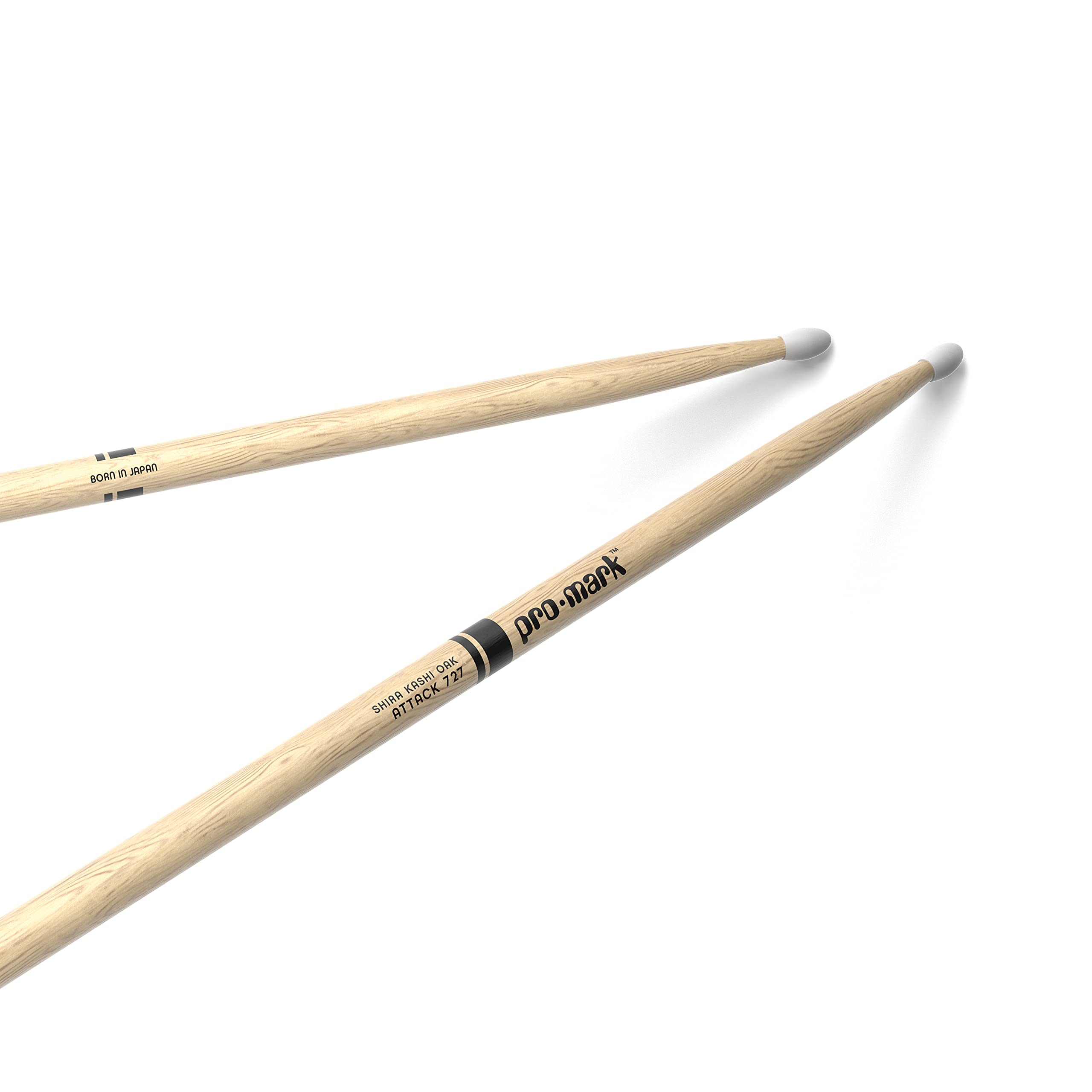 ProMark Drum Sticks - Classic Attack 727 Shira Kashi Oak Drumsticks, Oval Nylon Tip, One Pair