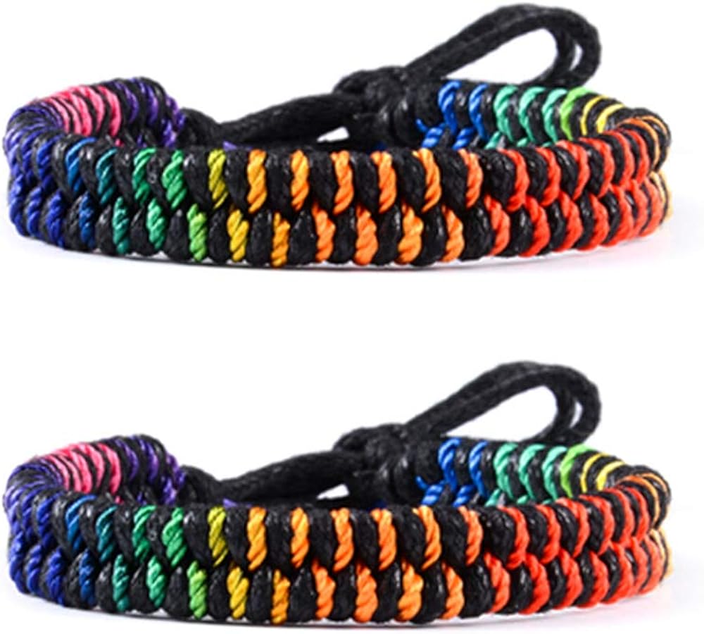VU100 Freundschaftsarmbänder für Männer und Frauen, Mehrfarbig, geflochten, verstellbar, 2 Stück