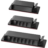 Halsouy Cable Management Clips, 20Pcs Cord Organizers Wire Clips Cord Holder for TV PC Ethernet Cable Desk Home Office (Black)