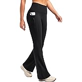 SANTINY Fleece Lined Flare Leggings Women 28.5/30.5/32 Water Resistant Winter Bell Bottom Hiking Yoga Pants with Pockets