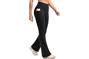 SANTINY Fleece Lined Flare Leggings Women 28.5/30.5/32 Water Resistant Winter Bell Bottom Hiking Yoga Pants with Pockets