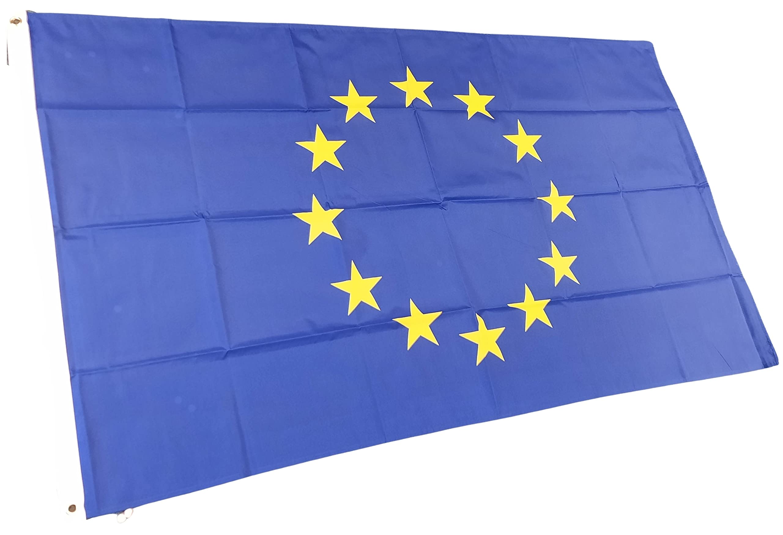 NWFlags European Union Flag 5ft x 3ft 75d Premium Polyester Suitable For Flagpoles | Strong Polyester 5x3 foot material large EU flag with 2 metal Eyelets