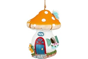 Yinns Resin Bird House, Birdhouses for Outdoors, Decorative Bird Houses, Hanging Funny Mushroom Birdhouse for Outside Cardinal Bluebird Wild Birds