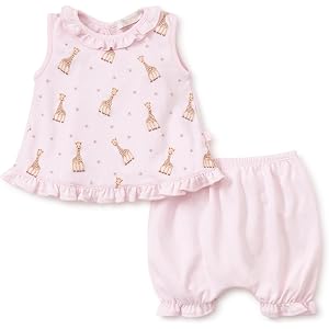 Kissy Kissy Baby Girls 100% Pima Cotton Sophie La Girafe Print Sunsuit, Newborn to 24 Months