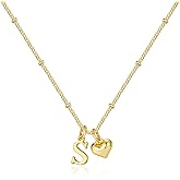 M MOOHAM Heart Initial Necklace for Women Girls - 14K Gold Plated Letter A-Z Pendant Necklace Dainty Heart Necklaces Tiny Initial Necklaces Birthday Gifts for Women Jewelry