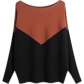 GABERLY Boat Neck Batwing Sleeves Dolman Knitted Sweaters and Pullovers Tops for Women