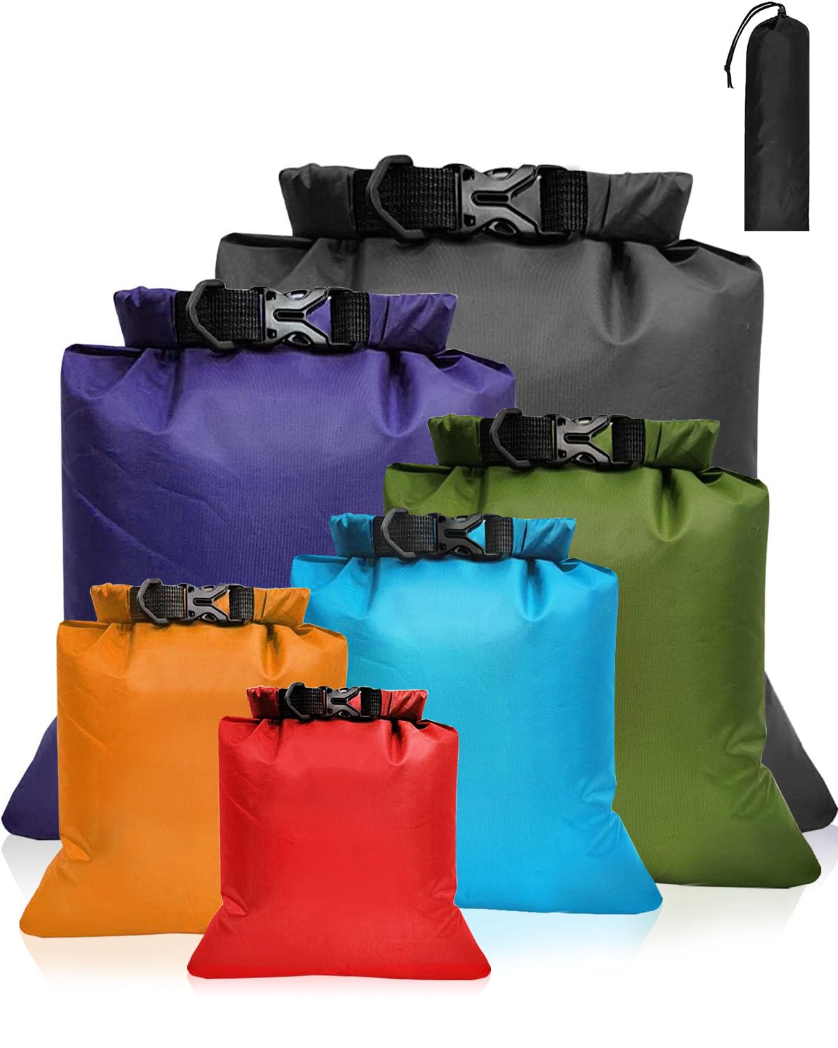 MOXTOYU Dry Bags Waterproof Set 6 Pack, Lightweight Large Capacity in 8L 5L 3.5L 3L 2.5L 1.5L Organizer Storage for Camping Outdoor Hiking Fishing Cycling Sack (DNAT-drybag-6pcs)
