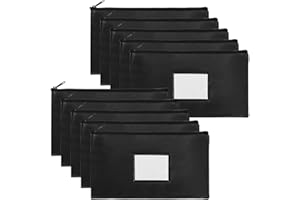 VOCHIC 10 Pieces Money Bags with Zipper, Security Bank Deposit Bags,11x6.1 inch Money Pouch, Bank Bag, Cash Bag with Label for Coins, Cosmetics, Invoice, Bills, Tools, Receipt Holder