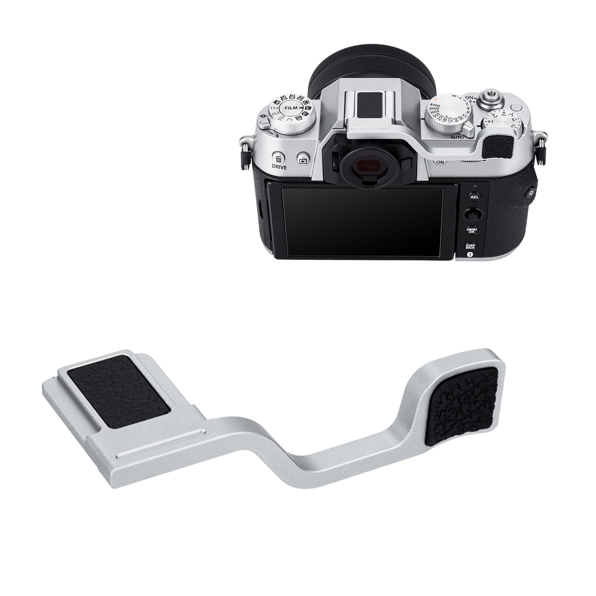 JJC XT50 Thumbs Up Grip Hot Shoe Thumb Support Handgrip for Fujifilm Fuji X-T50 Camera, Enhanced Grip for One-Handed Shooting, Silver