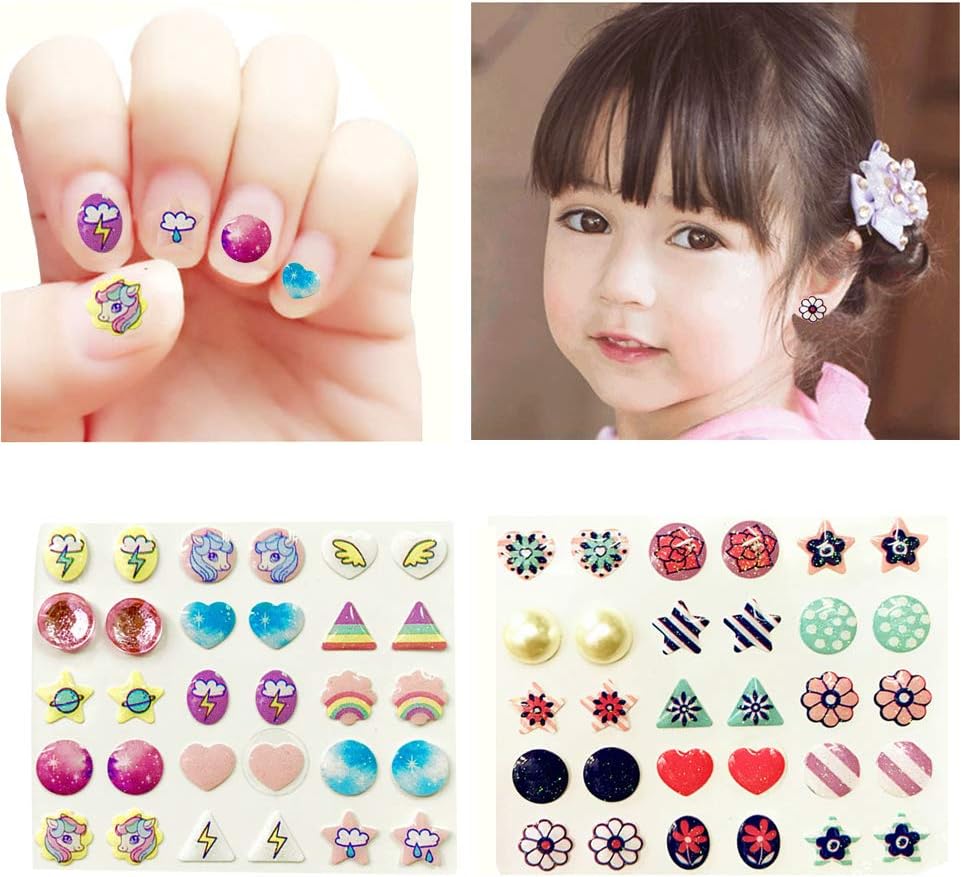 AUGSUN 240 Piece 3D Gems Sticker Earrings for Girls - Self-Adhesive Glitter Craft Crystal Stickers, Purple - Image 3