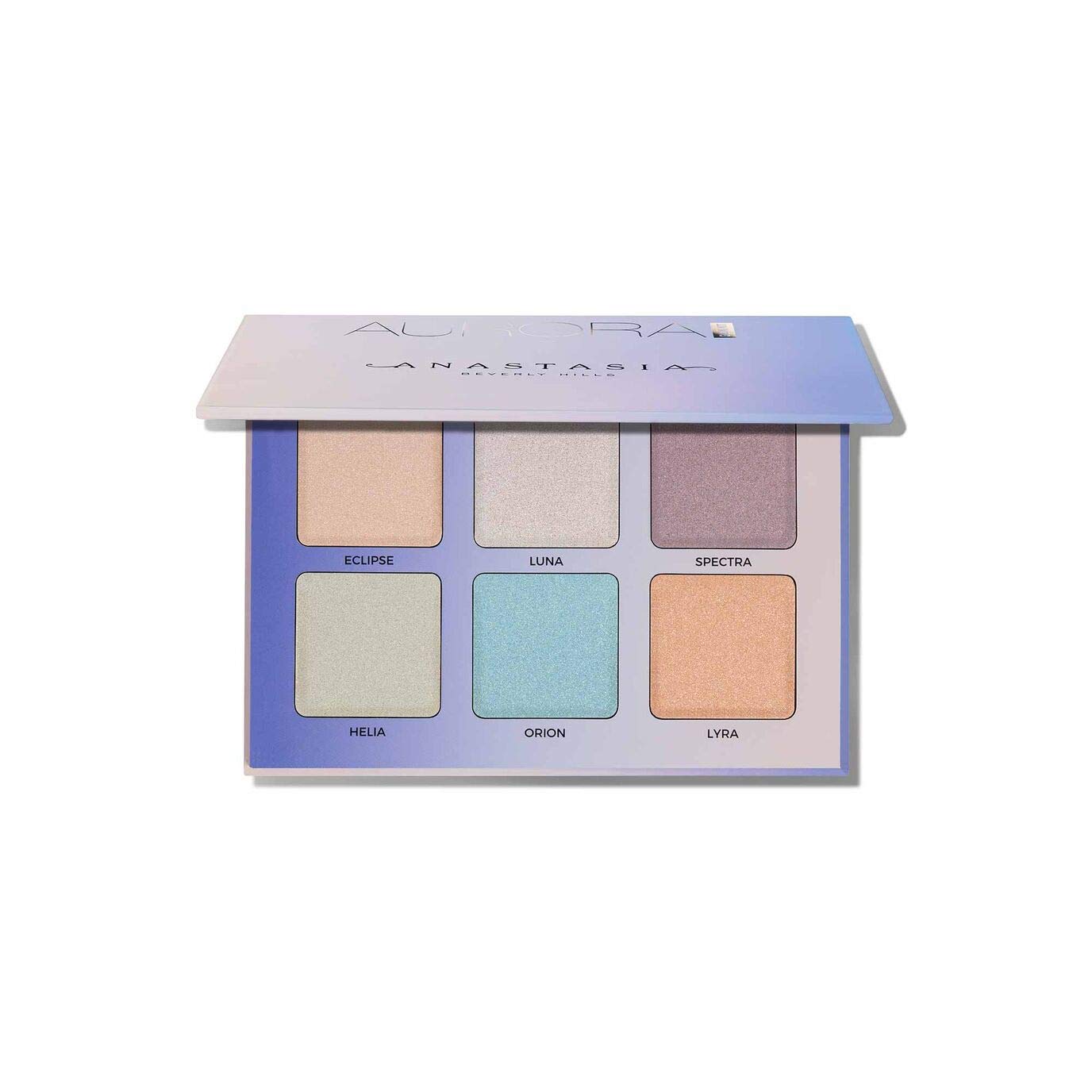 Anastasia Beverly Hills - Aurora Glow Kit: 6 x 0.15 oz / 4 g Metallic Powder Highlighters in Champagne, Rose Gold, Pearl, Lilac, Blue, Pink & Purple