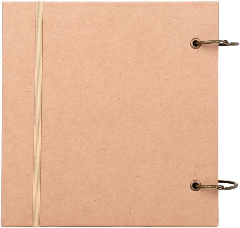 Square Sketchbook Loose Leaf Sketchbook Artist Landscape Notebook Blank Ring Binder Notebook Notepad Refillable Kraft Brown Paper Drawing Writing Pad Sketch Book Portrait Book Elastic Fastening - Image 4