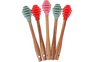 SHOWERORO 5pcs Honey Dippers with Bee Jar Dipper Honey Stirring Spoon Cocktail Stir Sticks
