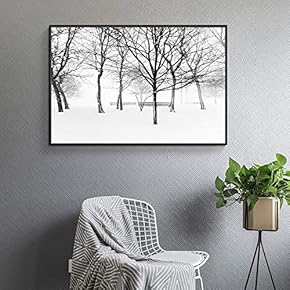 Floating Framed Canvas Wall Art for Living Room, Bedroom Black and White Tree Art Canvas Prints for Home Decoration Ready to Hang - 16x24 inches