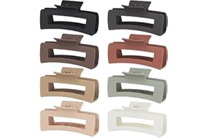 CHANDAT 4.1 Inch Large Hair Clips 8 Pcs Square Claw Clips for Thick Hair Big Hair Claw Clips Acrylic Banana Jaw Clips Hair Accessories for Women and Girls -Basic