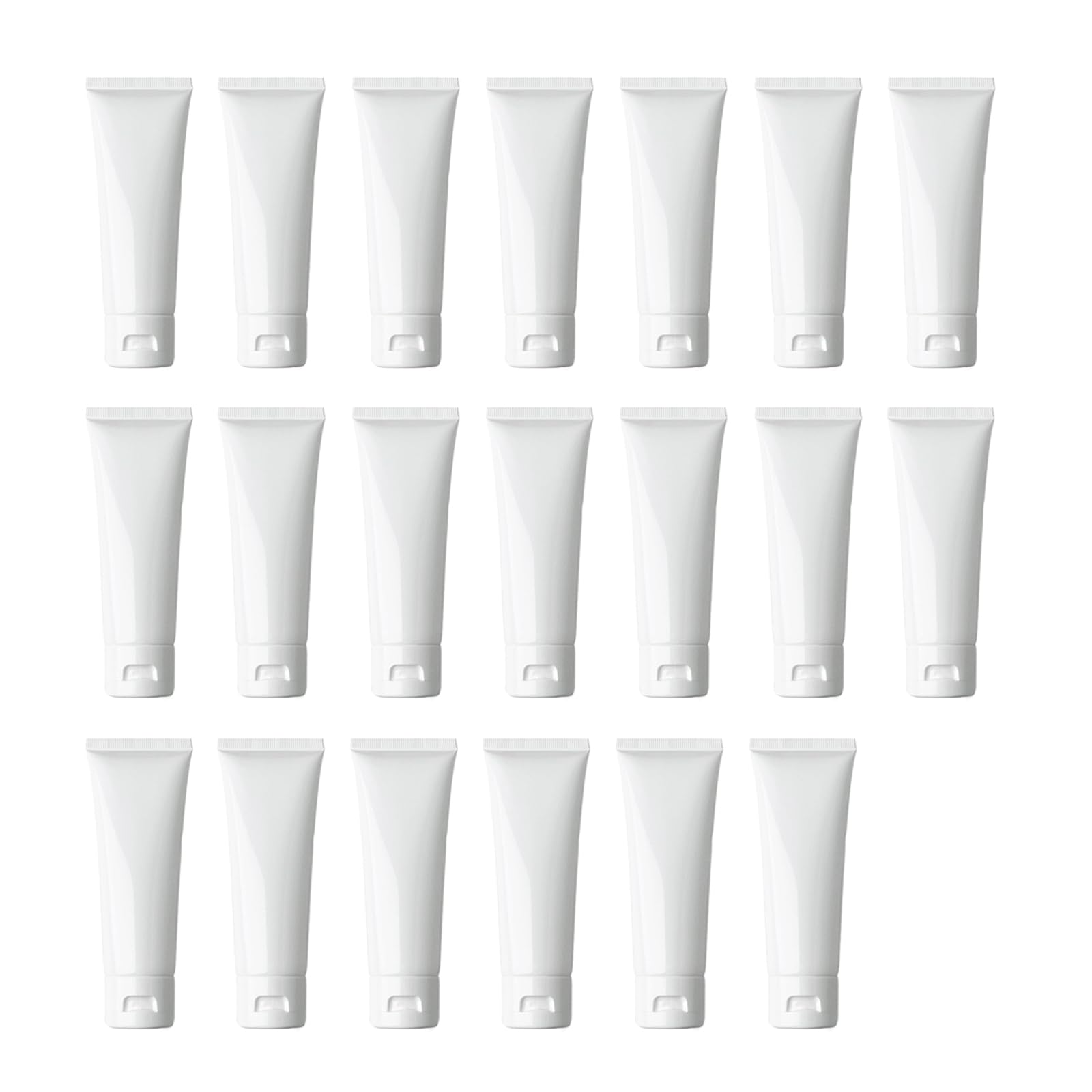 20PCS 100ml Empty Refill White Plastic Cosmetic Lotion Tubes Bottles Shampoo Facial Cleanser Makeup Sample Soft Container Tube Bottle Vial Jar Pot Case with Flip Cap